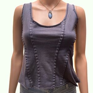 Project Alabama Dusty Black Embellished Fitted Tank Top XS